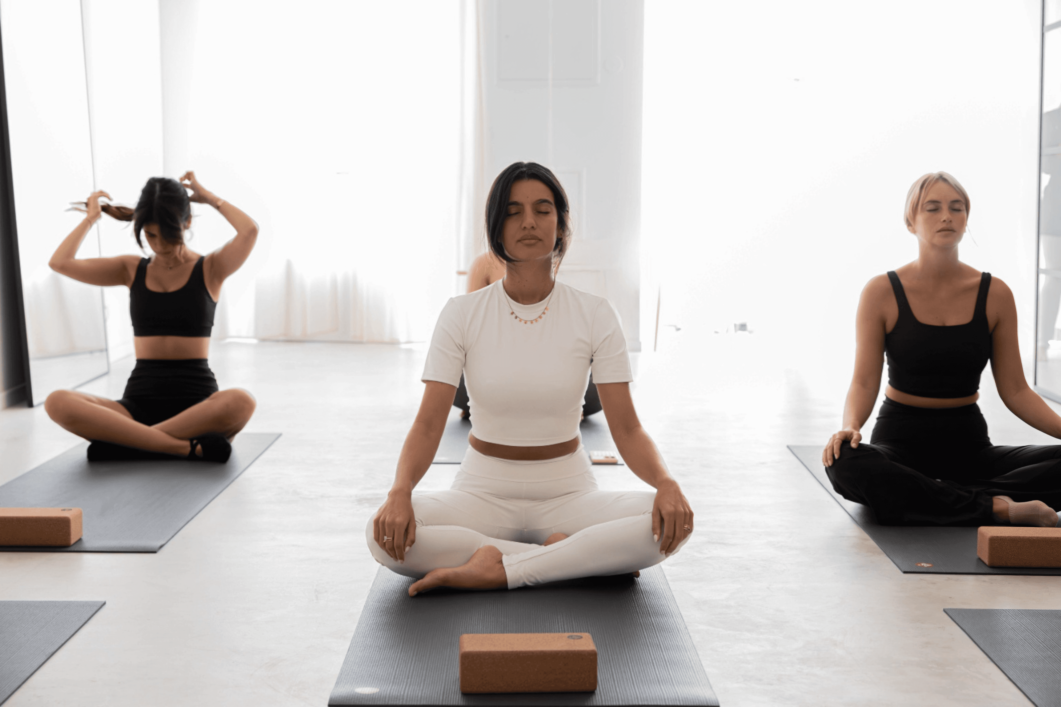 Students in a calming yoga class at LX Portal studio in Lisbon